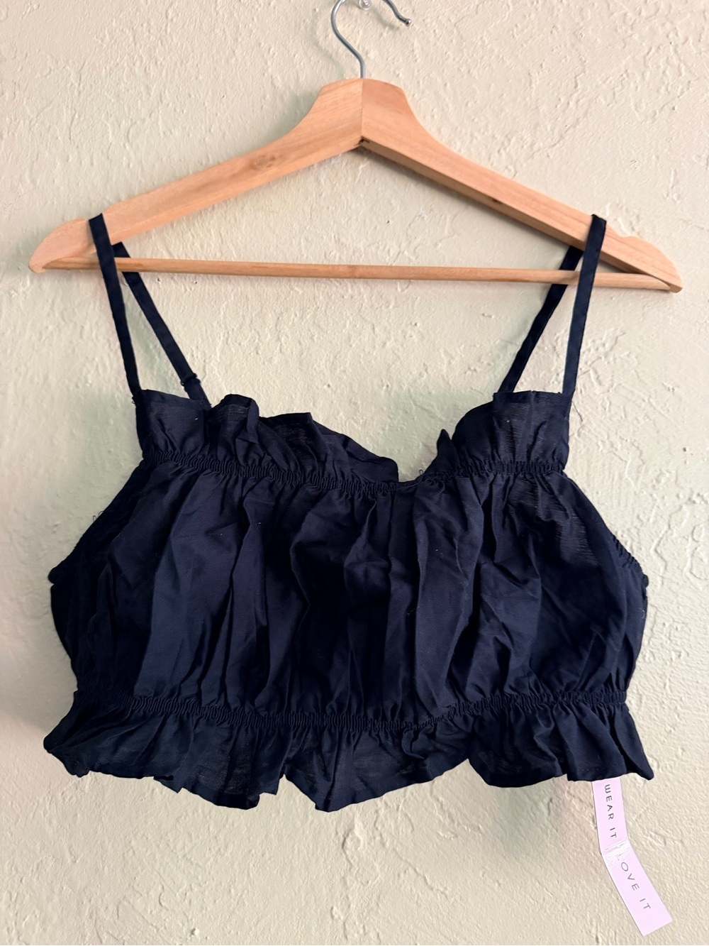 Crave Fame Black Smocked Ruffle Crop Top